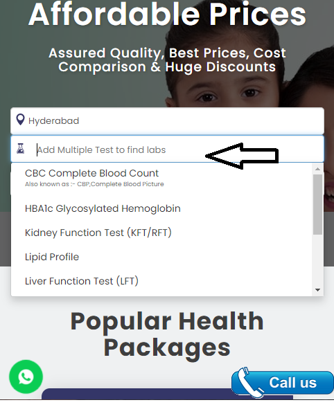 find the lab test in hyderabad