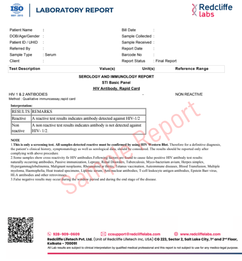 hiv 1 and 2 antibody sample report