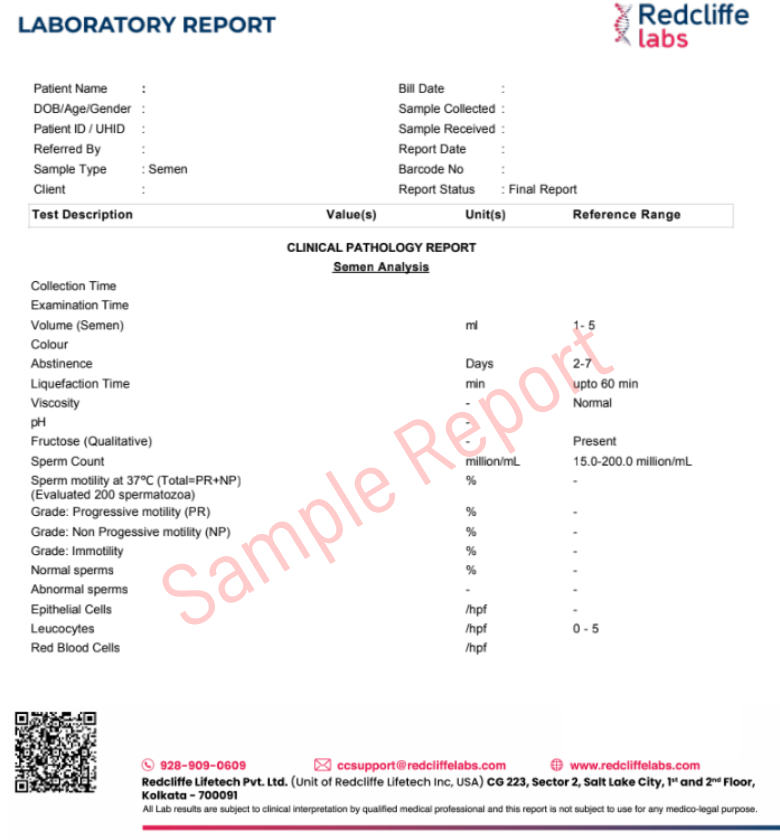 Semen Analysis Dummy Report