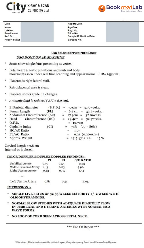 doppler pregnancy sample report