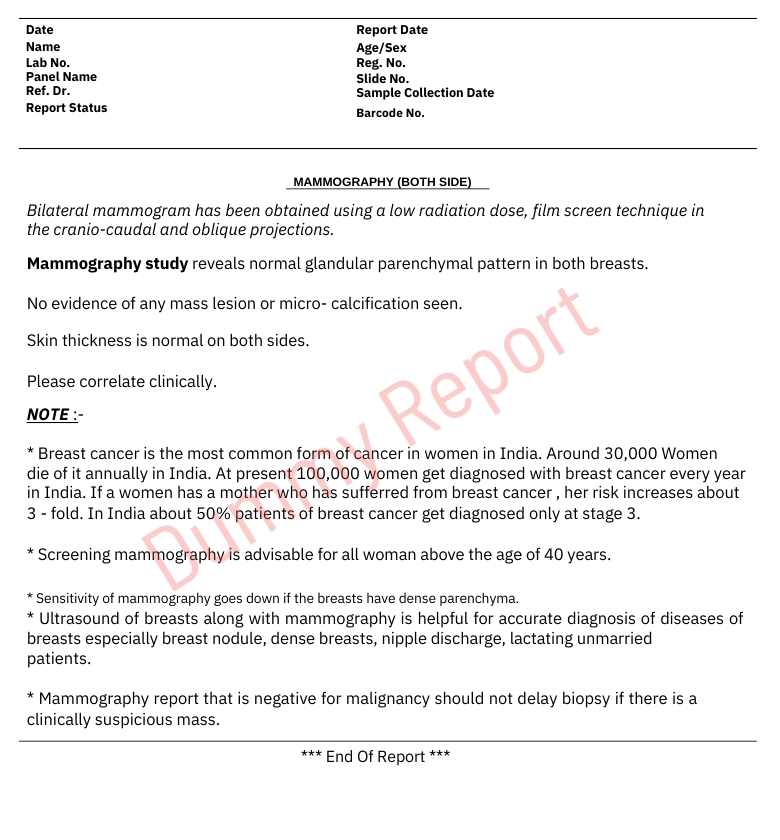 Mammography Dummy Report