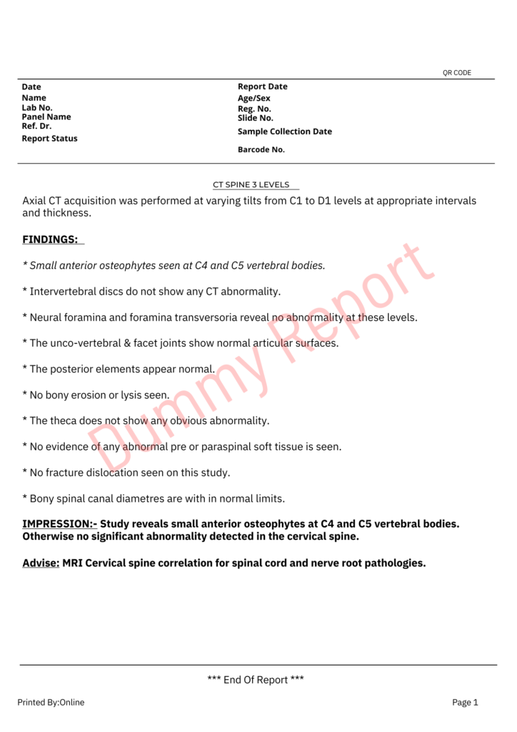 ct cervical spine sample report