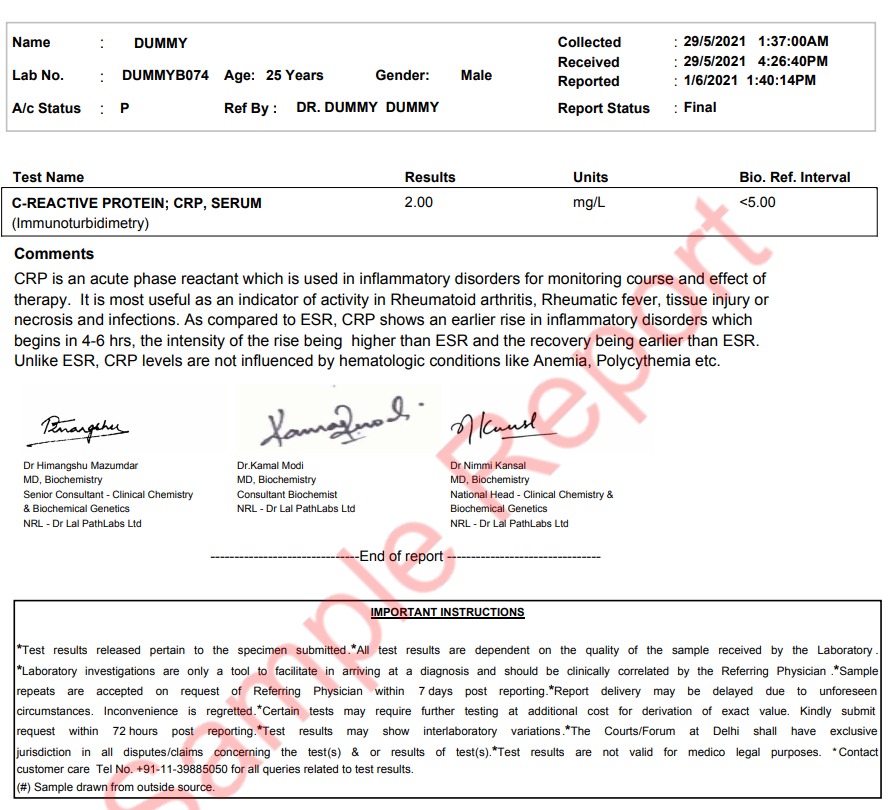 CRP SAMPLE REPORT