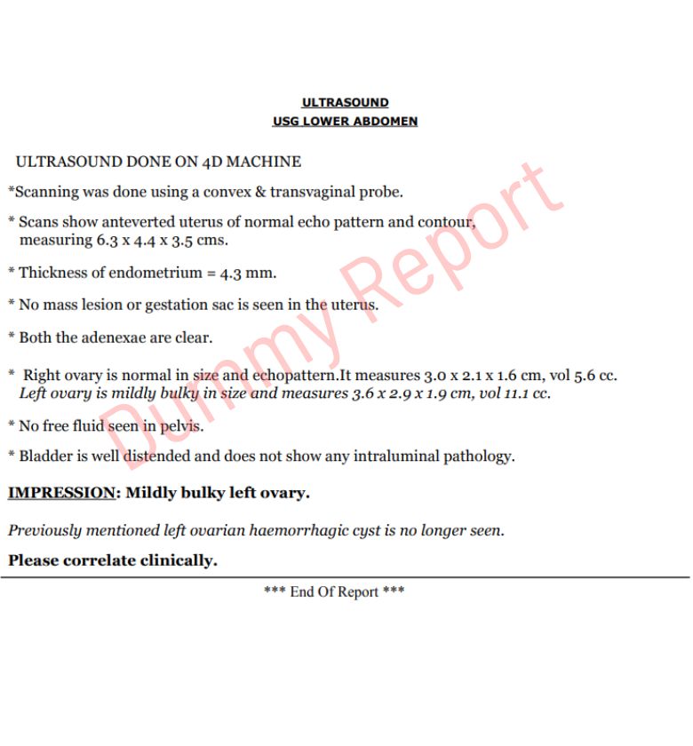 tvs ultrasound sample report
