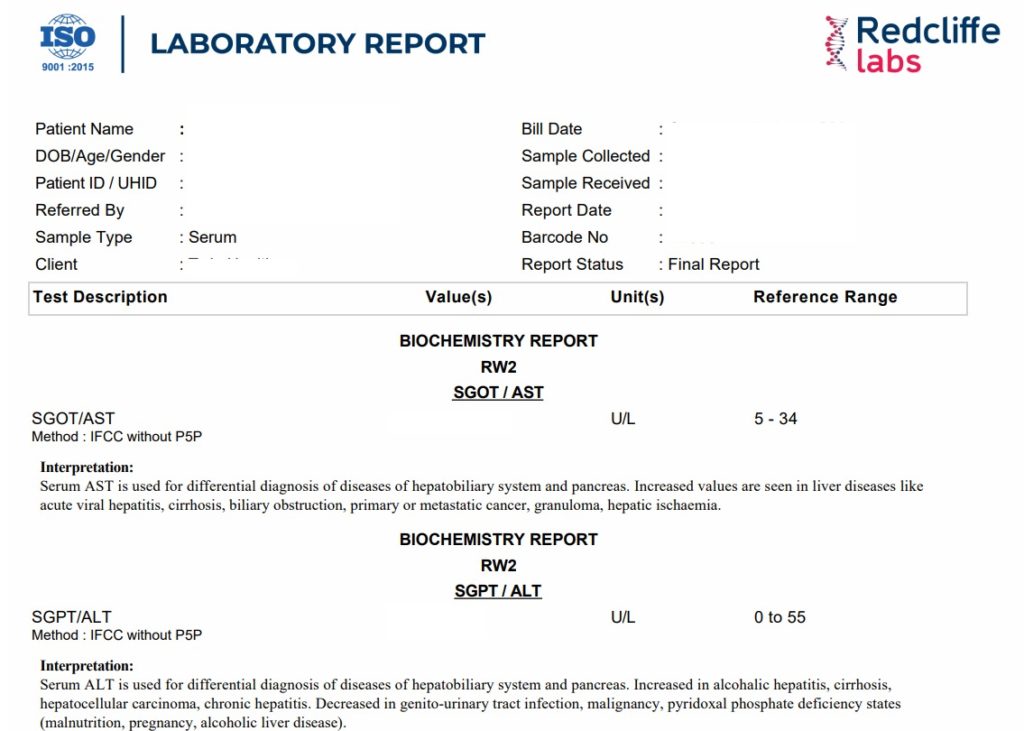 SGOT Sample Report